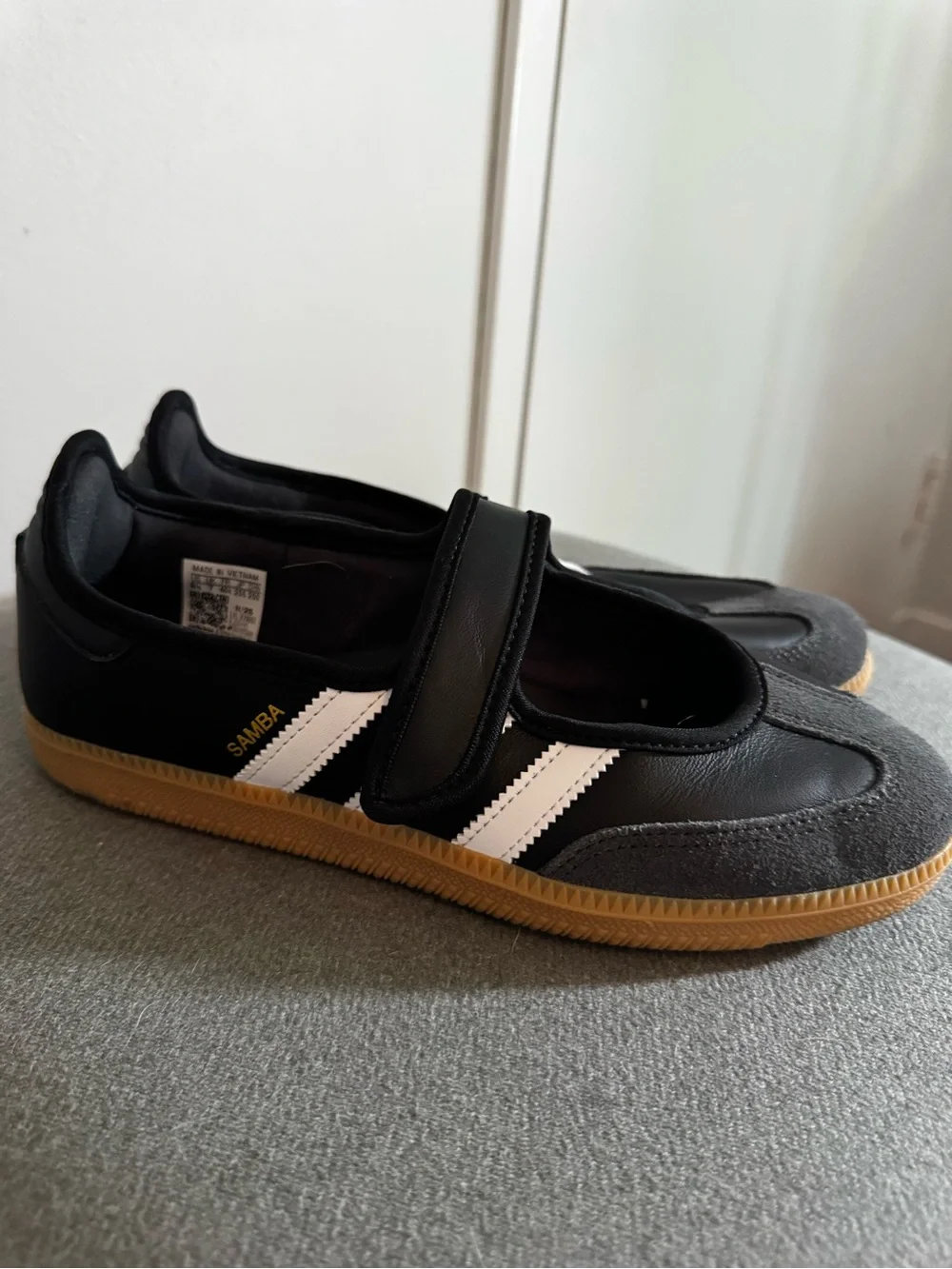 adidas Samba Mary Jane Sneakers - Black/White with Gum Sole - Picture 6 of 10